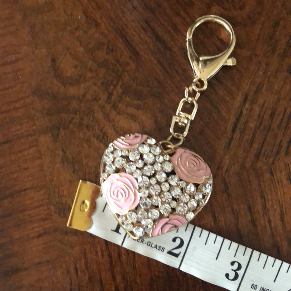 Floral Heart Handbag Rhinestone Keychain - Picture 5 of 6